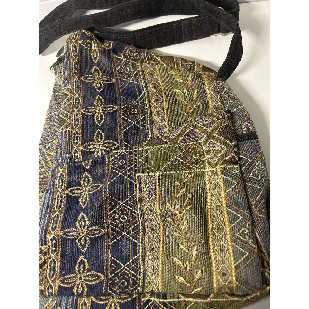 Vintage Danny K. USA Woven Tapestry Crossbody Purse Multicolor Patchwork BOHO
